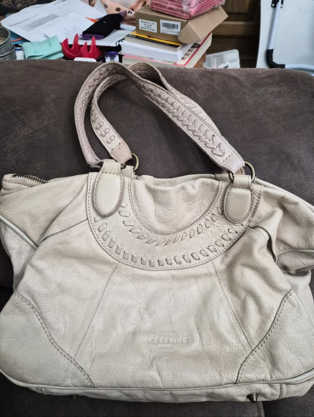 Liebeskind Cream Shoulder Bag with Braided Detail